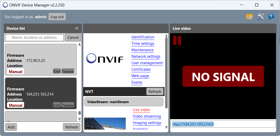 vlc onvif